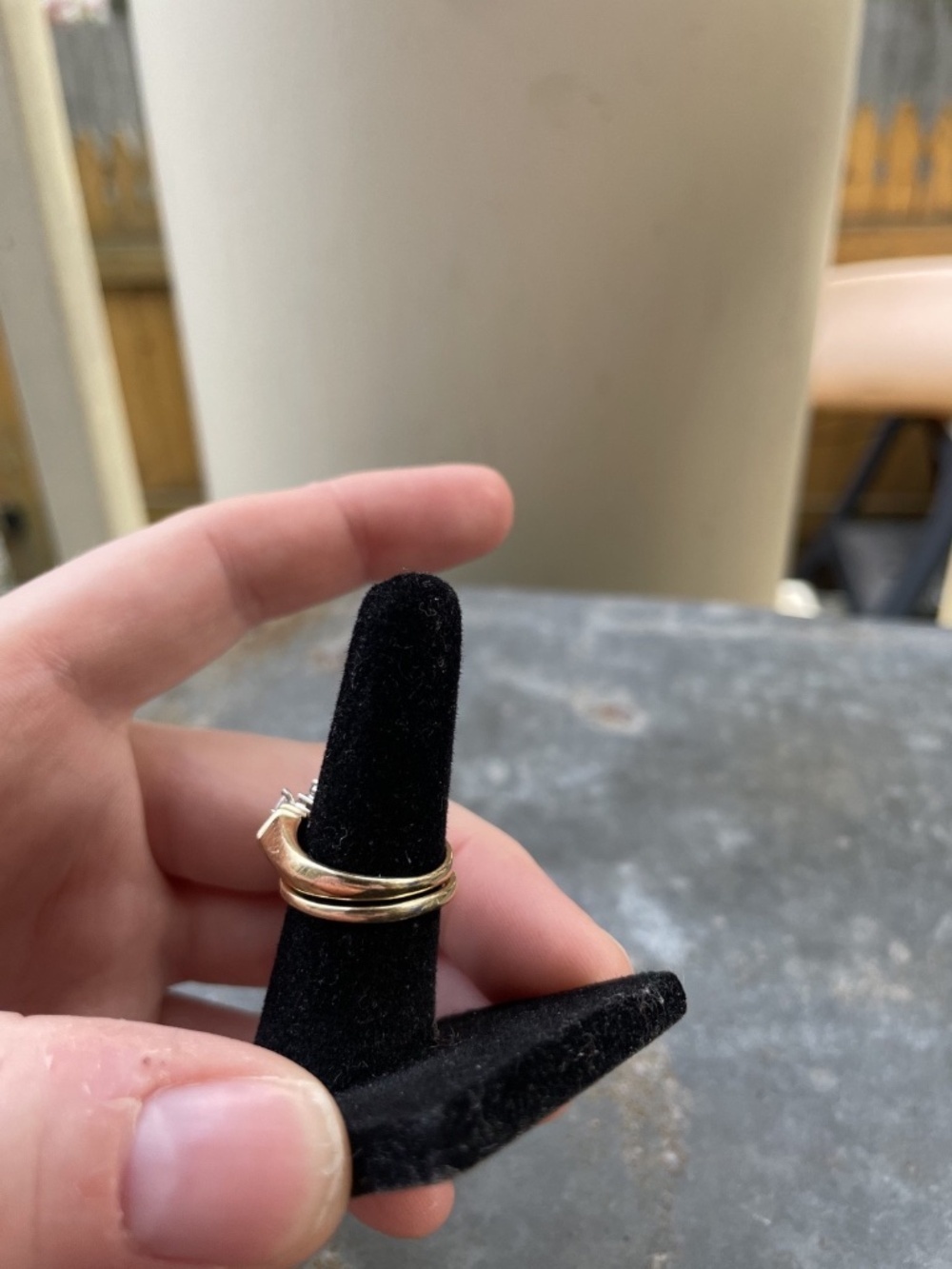 14k Gold Marquise Baguette Bridal Set 1990s--size 3.5 Rare, Vintage Petite Fit - Picture 7 of 10
